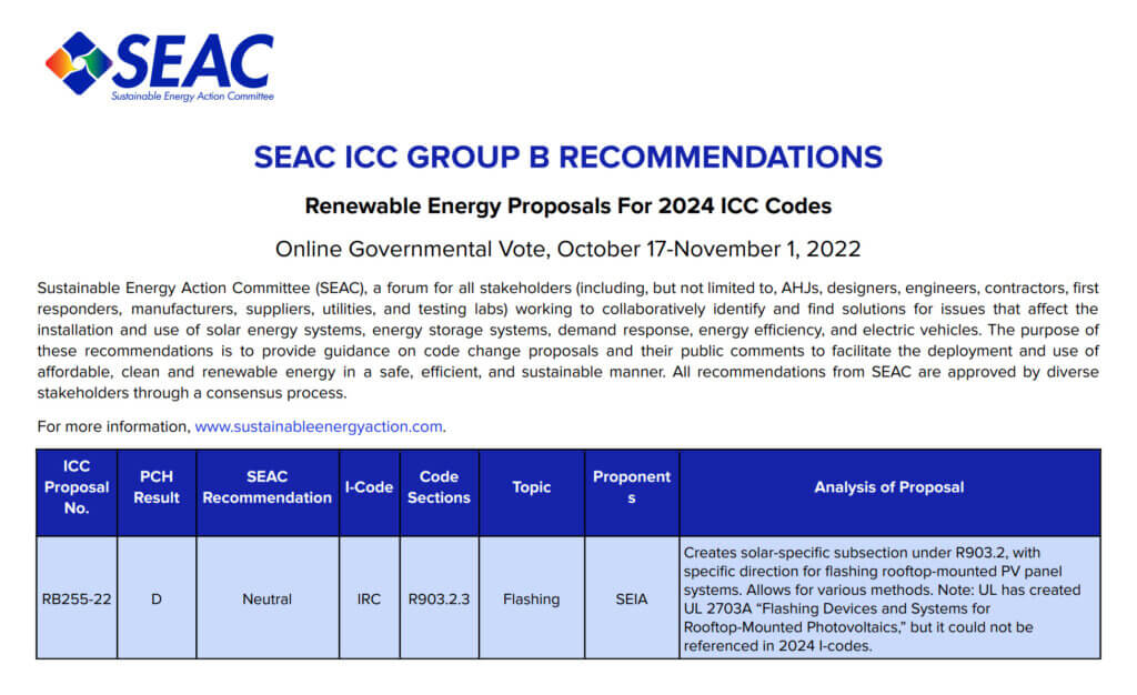 SEAC ICC Group B Recommendations